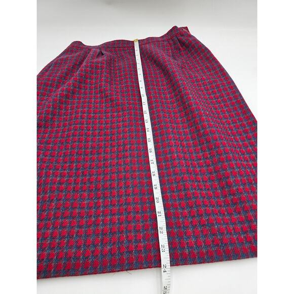 Vtg Pendleton Women's 12 Virgin Wool Red & Blue Houndstooth Jacket & Skirt Set - Picture 8 of 15